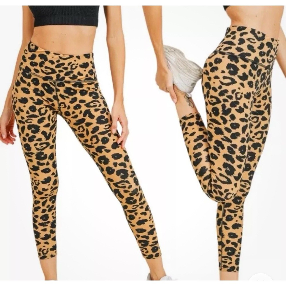 Kimberly C Leggings Womens Size Large Leopard Print High-Waisted with Pocket Med